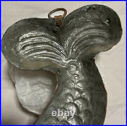 Antique Victorian Hammered Copper Tin Mold Dolphin Fish Rare