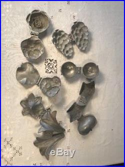 Antique Victorian Pewter Hinged Ice Cream / Chocolate Molds Lot Of 6