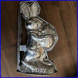 Antique / Vintage 11 inch Easter Bunny Rabbit Holding Egg Chocolate Mold