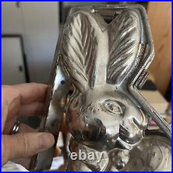 Antique / Vintage 11 inch Easter Bunny Rabbit Holding Egg Chocolate Mold