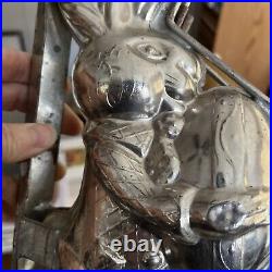 Antique / Vintage 11 inch Easter Bunny Rabbit Holding Egg Chocolate Mold