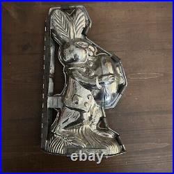 Antique / Vintage 11 inch Easter Bunny Rabbit Holding Egg Chocolate Mold