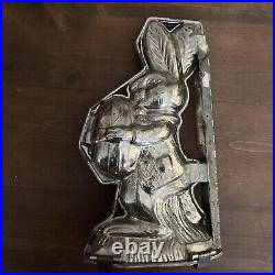 Antique / Vintage 11 inch Easter Bunny Rabbit Holding Egg Chocolate Mold