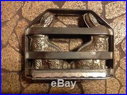 Antique Vintage 2 Chocolate Mold Bunny Rabbit Easter 7 Tall Hinged Candy