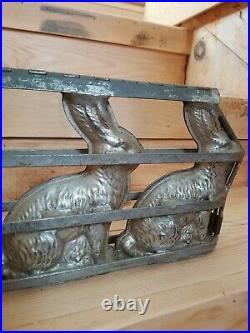 Antique Vintage 4 Chocolate Mold Rabbit Bunny Easter 7 Hinged Candy
