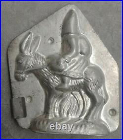 Antique Vintage Belsnickel SANTA ON DONKEY CHOCOLATE MOLD Mould 6.25 Tall