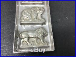Antique Vintage CHOCOLATE Candy Mold Lion Buffalo Elephant Bear Zoo NICE Marked
