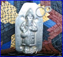Antique Vintage Chocolate Candy Mold Extra Tiny Santa with Bag 4 inches