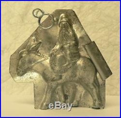 Antique Vintage Crafted Metal SANTA Riding Donkey CHOCOLATE MOLD 5.12 Tall