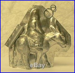 Antique Vintage Crafted Metal SANTA Riding Donkey CHOCOLATE MOLD 5.12 Tall