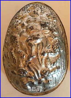 Antique Vintage Cupid Surrounded With Rabbits Egg Chocolate Mold. Rare Huge