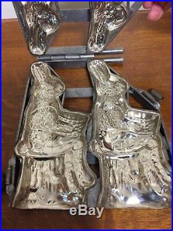 Antique Vintage Double Bunny Rabbit Chocolate Mold Candy Easter Confection