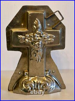 Antique Vintage EASTER CROSS WITH FLOWERS Chocolate Mold. 8 tall