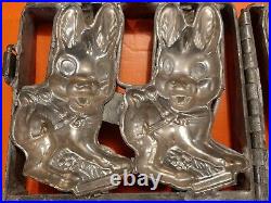 Antique Vintage Easter Bunny Hinged Chocolate Candy Easter Mold Heavy Cast