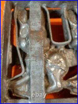 Antique Vintage Easter Bunny Hinged Chocolate Candy Easter Mold Heavy Cast