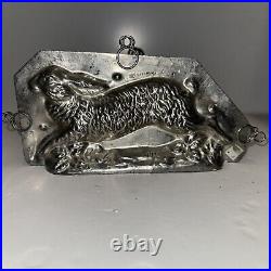 Antique Vintage Easter Chocolate Candy Mold 9.75 Long Running Bunny Shows Age