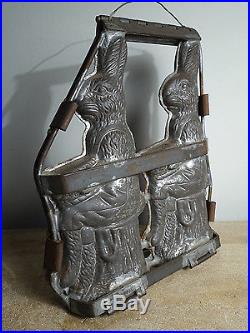 Antique Vintage German Rabbit Bunny double chocolate mold large Easter