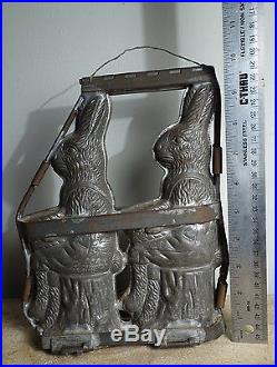 Antique Vintage German Rabbit Bunny double chocolate mold large Easter