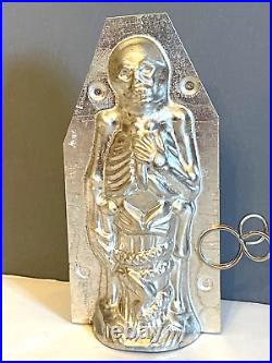 Antique Vintage Halloween Skeleton With Snake Chocolate Mold