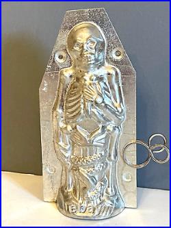 Antique Vintage Halloween Skeleton With Snake Chocolate Mold