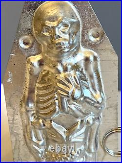 Antique Vintage Halloween Skeleton With Snake Chocolate Mold