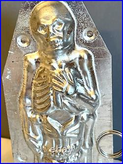 Antique Vintage Halloween Skeleton With Snake Chocolate Mold