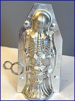 Antique Vintage Halloween Skeleton With Snake Chocolate Mold