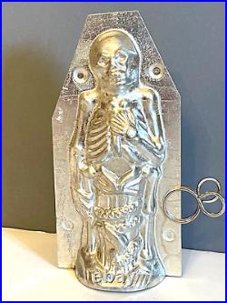 Antique Vintage Halloween Skeleton With Snake Chocolate Mold