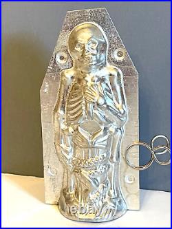 Antique Vintage Halloween Skeleton With Snake Chocolate Mold