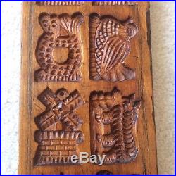 Antique Vintage Hand Carved Wood Dutch Figures Chocolate Springerle Mold