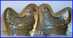 Antique Vintage Hen On Nest Chocolate Mold. 8 Tall. Tin On Copper. Beautiful