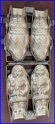 Antique Vintage Hinged Full Body SANTA CLAUS Chocolate Mold 2 Figures
