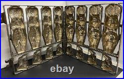 Antique Vintage Large Heavy Hinged Rabbit Chocolate Mold Two Different Rabbits