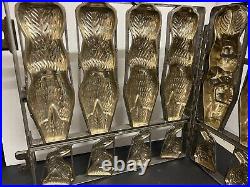 Antique Vintage Large Heavy Hinged Rabbit Chocolate Mold Two Different Rabbits