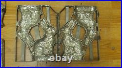 Antique Vintage Lot Of 3 Chocolate Mold Bunny Rabbit Easter Hinged Candy Germany