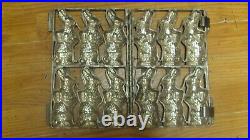 Antique Vintage Lot Of 3 Chocolate Mold Bunny Rabbit Easter Hinged Candy Germany