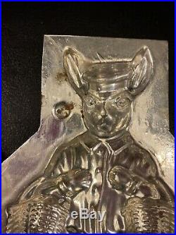 Antique Vintage Metal Chocolate Mold Bunny Rabbit Baskets Of Eggs #31