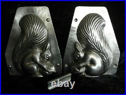 Antique Vintage Metal Iron Chocolate Mold Shape Figure Squirrel With Walnut