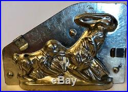 Antique Vintage PUPPY DOG GRABBING BUNNY RABBITS TAIL CHOCOLATE MOLD. Laurosch