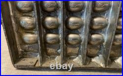Antique Vintage Ringers Heavy Pewter Metal 84 Chocolate Candy Egg Mold Tray