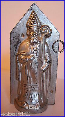 Antique Vintage ST. NICHOLAS with STAFF Chocolate Mold. CHRISTMAS