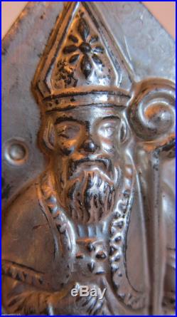 Antique Vintage ST. NICHOLAS with STAFF Chocolate Mold. CHRISTMAS