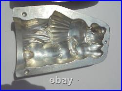 Antique Vintage Tin Metal Chocolate Mold Girl Lg Rabbit Anton Reiche #24221 7.5