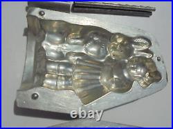 Antique Vintage Tin Metal Chocolate Mold Girl Lg Rabbit Anton Reiche #24221 7.5