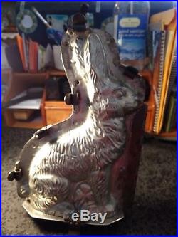 Antique Vintage Tin Metal German Chocolate Candy Mold Large Rabbit Easter Bunny