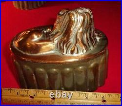 Antique Vintage Victorian Copper and Tin Mold Regal Lion's Head