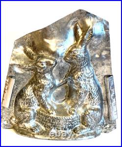 Antique Vntage Chocolate Mold. Two Rabbits Holding Paws Over A Basket Antique Vntage Chocolate Mold. Two Rabbits Holding Paws Over A Basket
