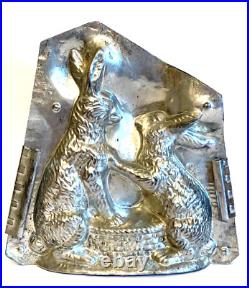 Antique Vntage Chocolate Mold. Two Rabbits Holding Paws Over A Basket Antique Vntage Chocolate Mold. Two Rabbits Holding Paws Over A Basket