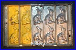 Antique W. Germany Cast Iron Chocolate Rabbits Mold Rustic Country Kitchen Decor