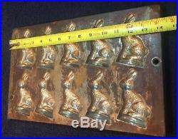 Antique W. Germany Cast Iron Chocolate Rabbits Mold Rustic Country Kitchen Decor